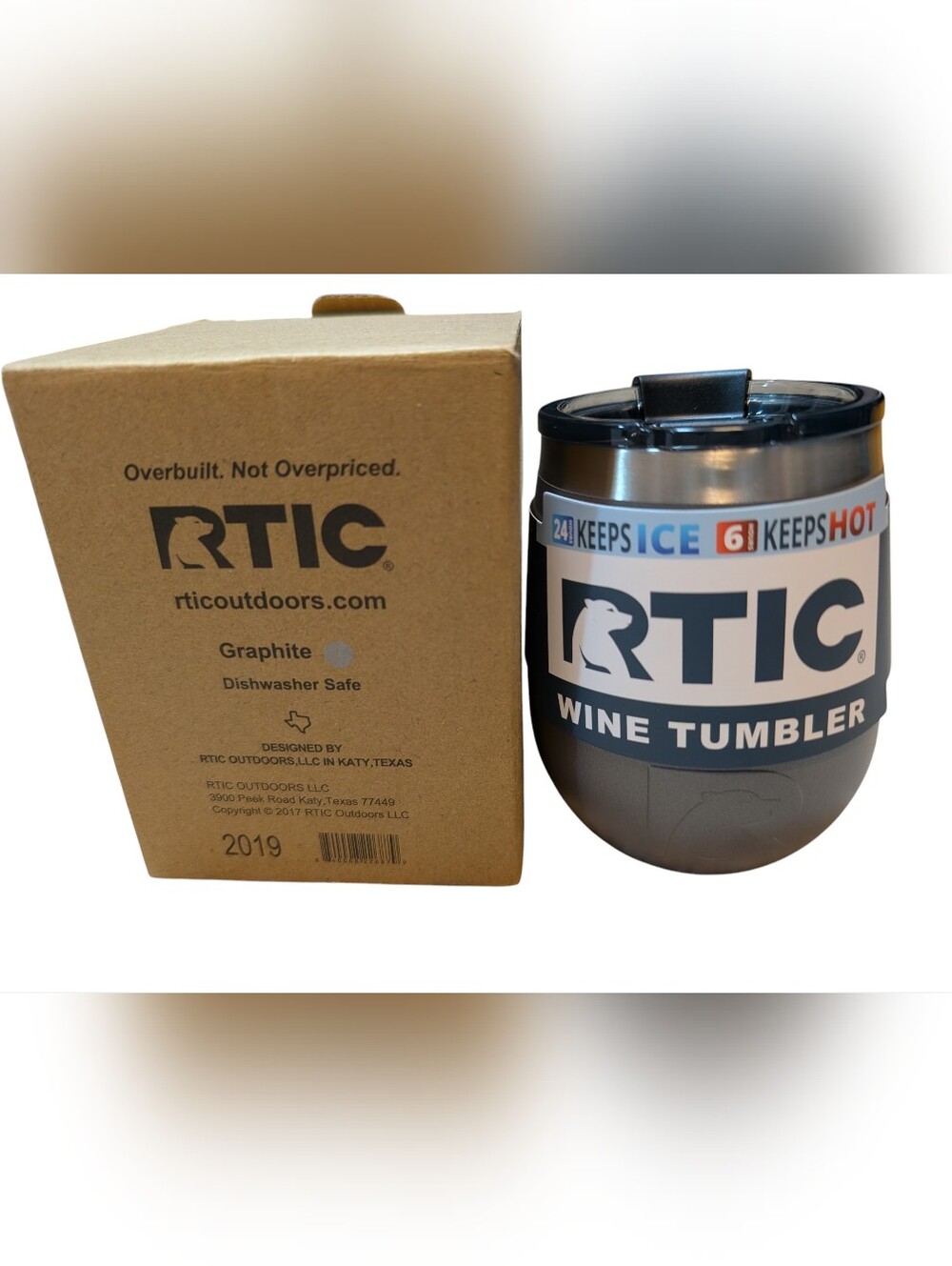 NEW RTIC Graphite Wine Tumbler - Insulated Stainless Steel 10 Oz